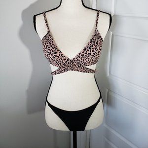 Shein Cheetah Print Bathing Suit Halter Small